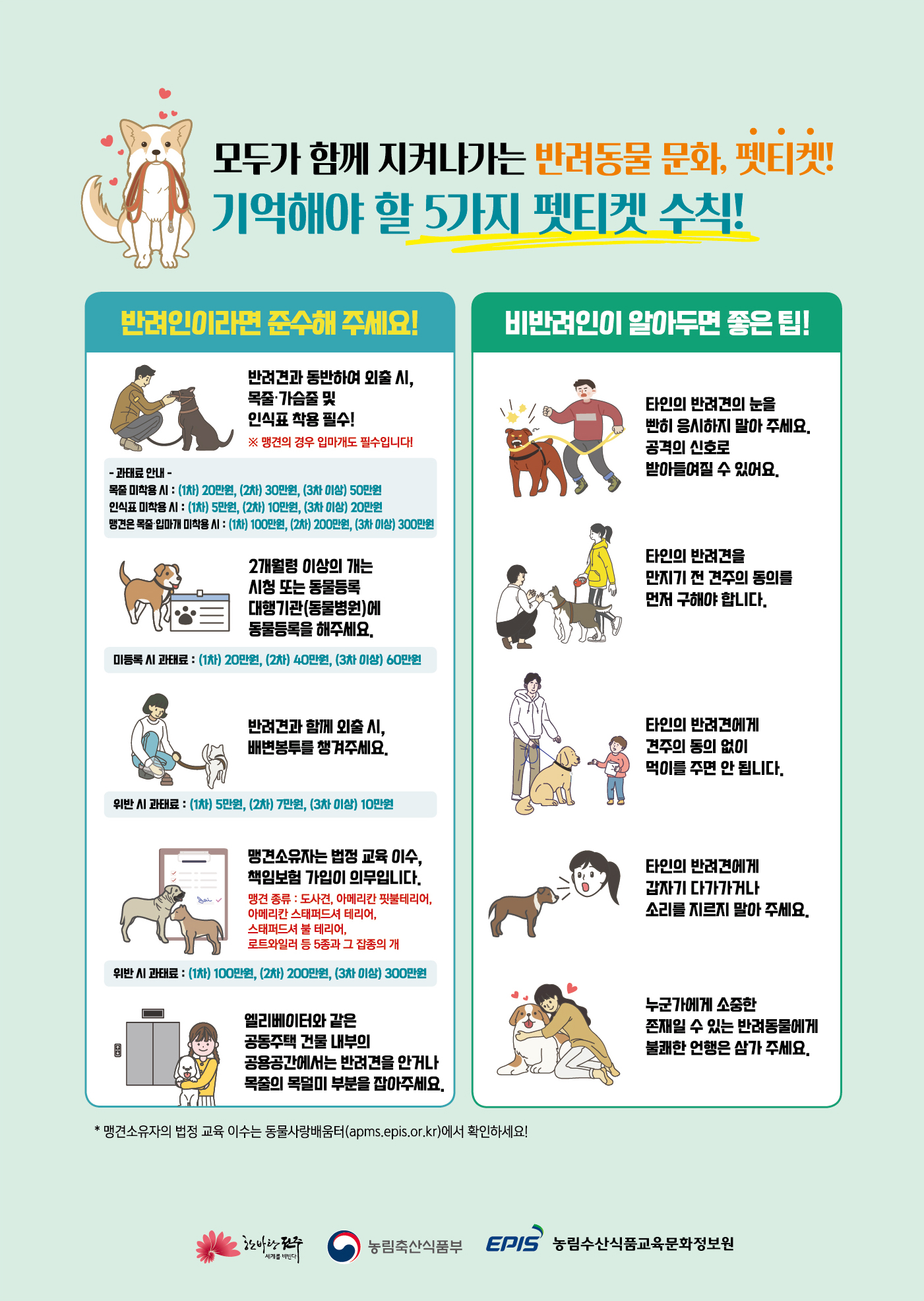 반려동물 공공예절 이미지- 펫티켓(내용있음)